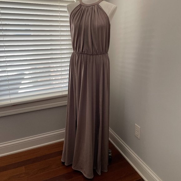 Maggy London Beige/Champagne Size 8 Long Formal Dress Gown - Picture 1 of 14